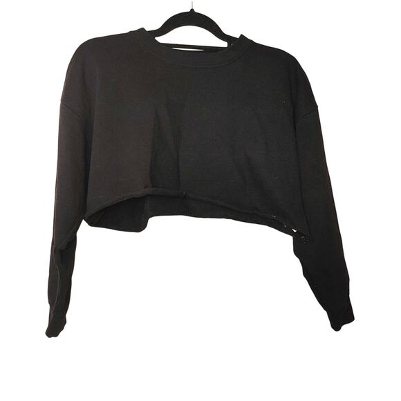 We Wore What Size XS Extra Small Black Cut Off Sweater Cropped Oversized Raw Hem - Picture 1 of 10